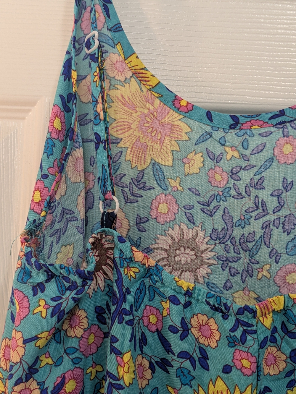 Blue Floral Spaghetti-Strap Mini Dress - Picture 3 of 6